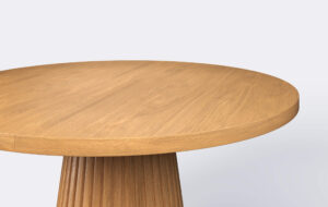 Stół okrągły rozkładany na jednej nodze z lamelami, blat 4 cm.