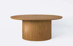 stół elipsa na jednej nodze, rozkładany.