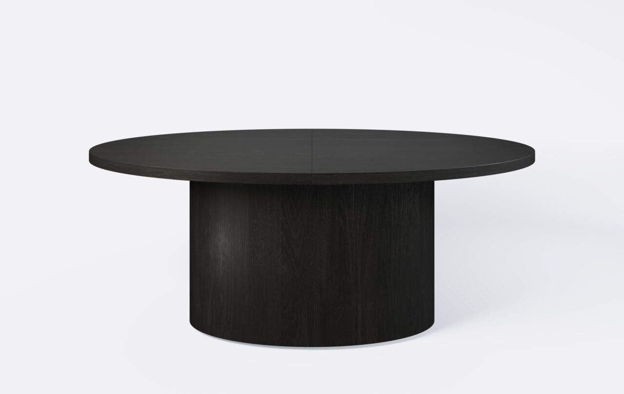 Stół elipsa na jednej nodze, rozkładany.