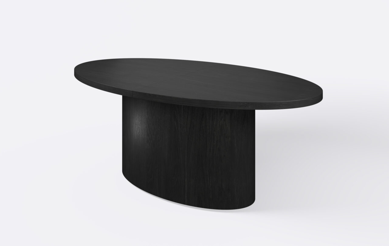 Stół elipsa rozkładany na jednej nodze.