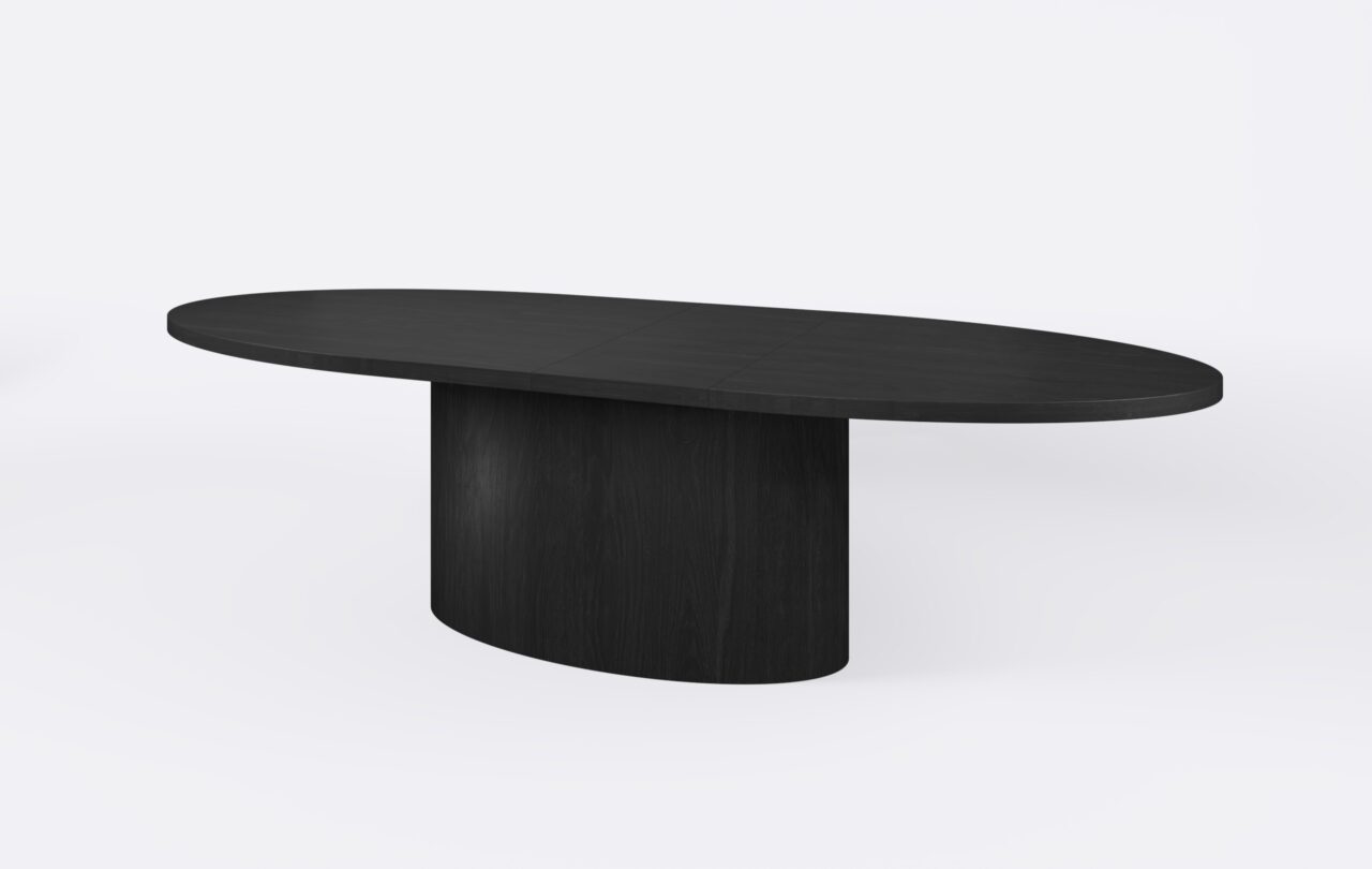 Stół do jadalni w kształcie elipsy, z funkcją rozkładania.