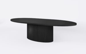 Stół do jadalni w kształcie elipsy, z funkcją rozkładania.