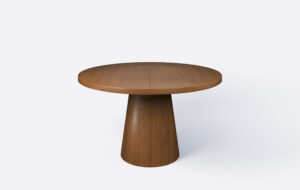 Stół okrągły na jednej nodze w kształcie stożka, blat 4 cm.