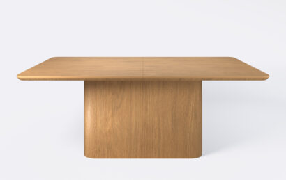 Stół prostokątny na jednej nodze, możliwość rozkładania.