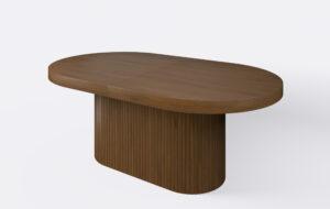 Stół rozkładany owalny, na jednej nodze z lamelami, możliwość rozkladania, grubość blatu 8cm,