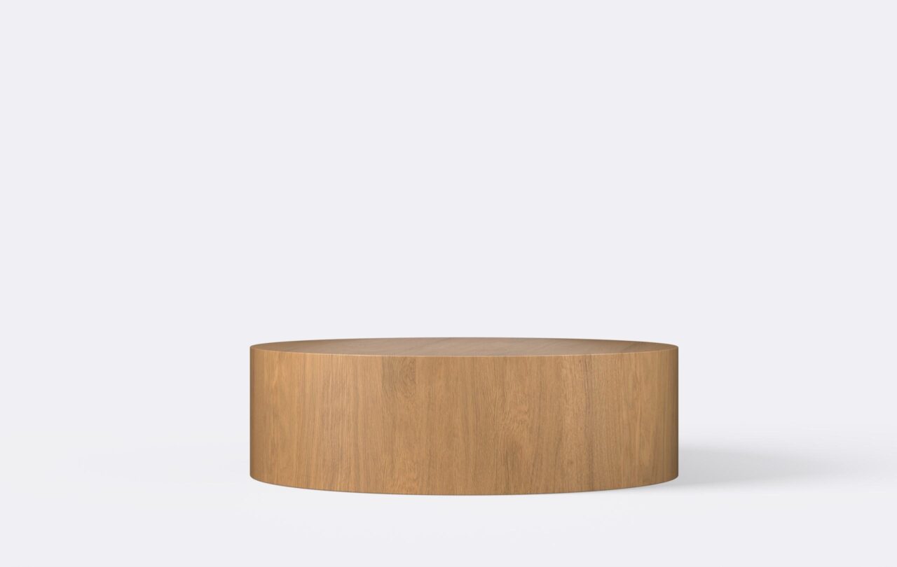 Stolik salonowy, okrągła ława, stolik dębowy, wykonany z naturalnego forniru dębowego.